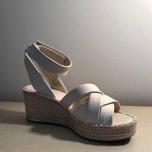 FRANCO SARTO WEDGE LEATHER ESPADRILLE SANDALS